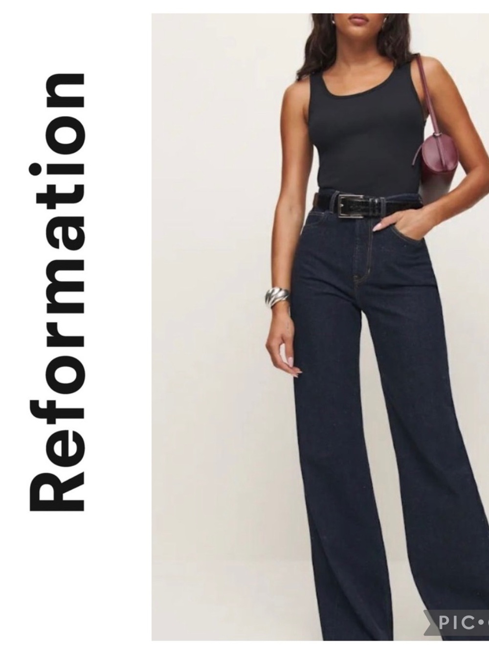 Reformation Ribbed Basic Minimal Staple Tank Black Sz Medium